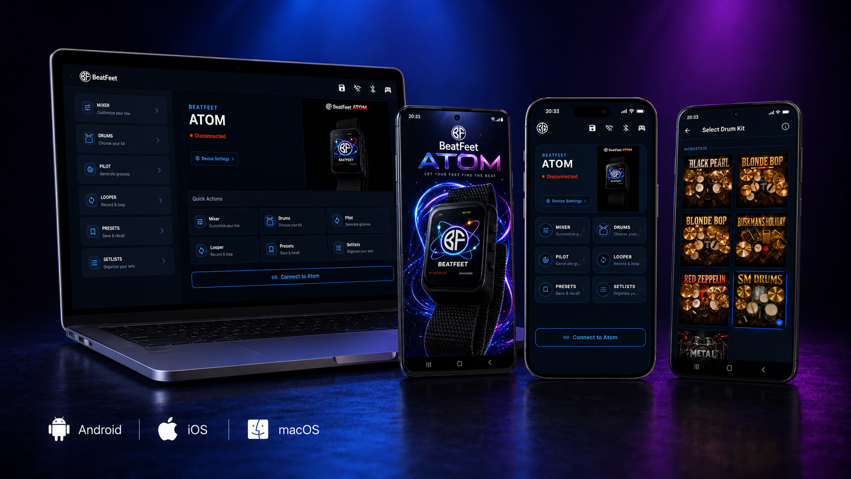 BeatFeet app on Android, iOS and macOS